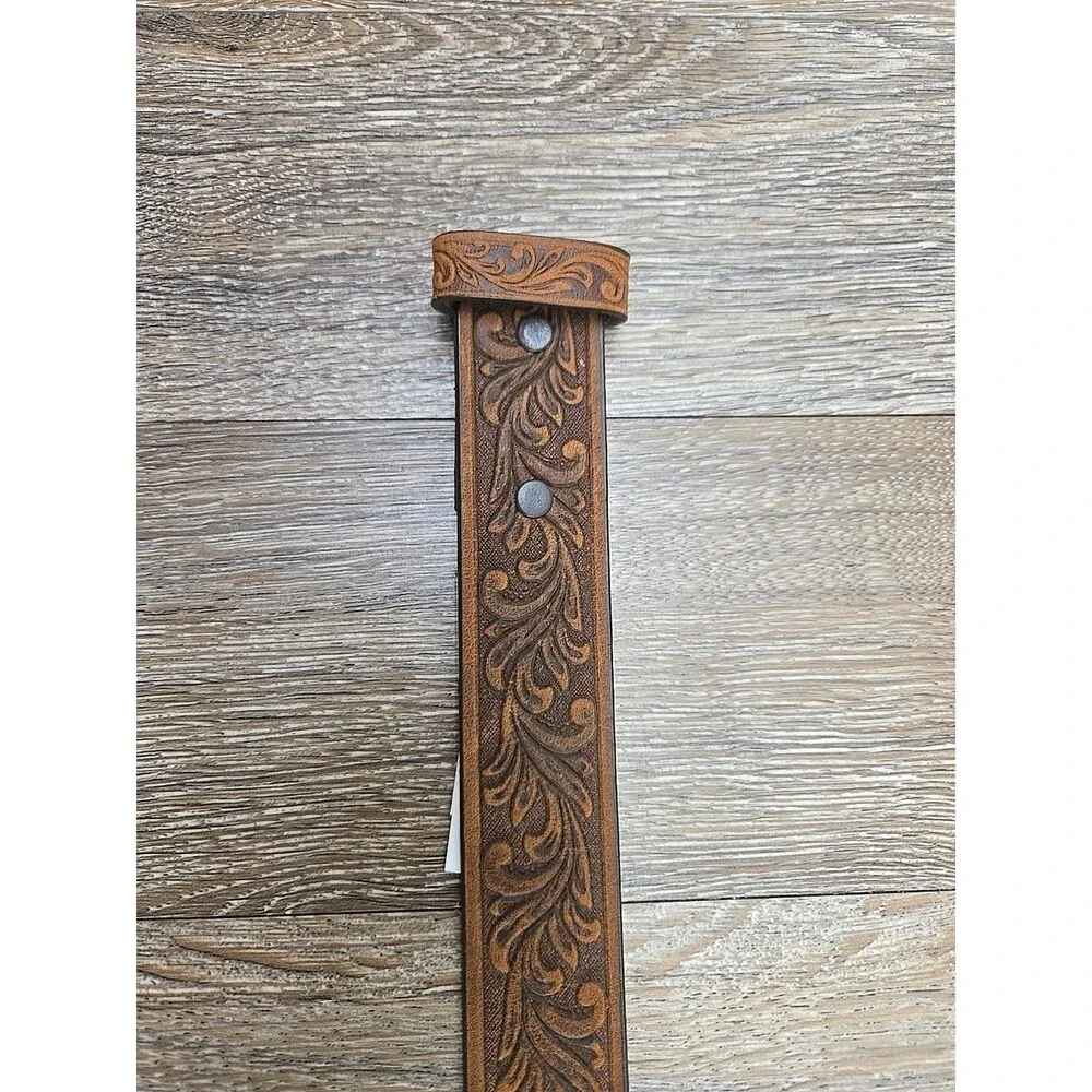 NEW - Tony Lama Leather Belt Little Texas C60119 Youth Size 20 Brown Embossed
